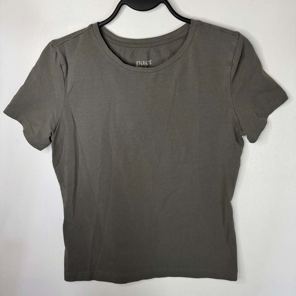 Pact Organic Cotton Gray Short Sleeve Crew Neck T-Shirt Women's Size S